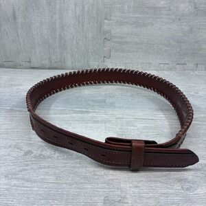 Circle Y Western Leather Belt Mens 38 Silver Braided 8334 Leather Detail